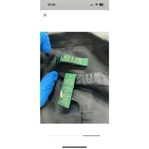 Ralph Lauren Vintage Embroidered Crest Blazer Black Gold Buttons Size 6 - Picture 3 of 4